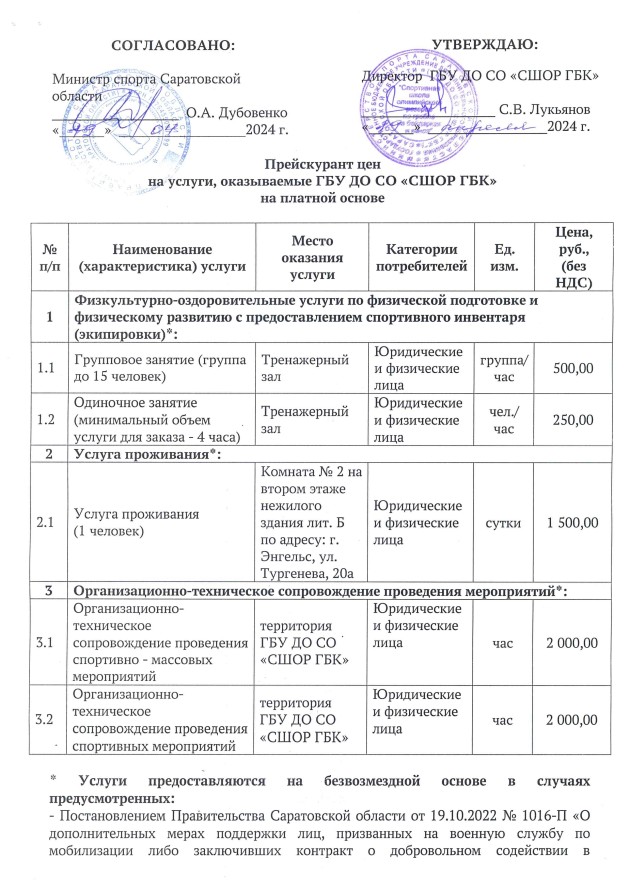 1. Прейскурант цен ГБУ ДО СО СШОР ГБК с 19.04.2024г. по новому приказу Минспорта page 0001